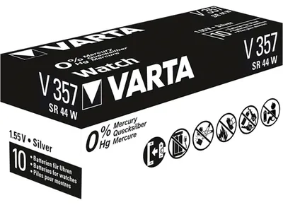 Produktbild von Knopfzelle Uhr Batterie Uhrenbatterie Varta V357 SR44