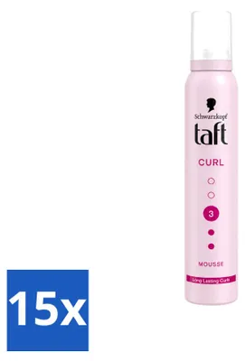 Produktbild von 15 x Taft Curl Haarmousse - 3 - Definierte Locken - 200 ml - Vorteilspackung - 15 Stücke