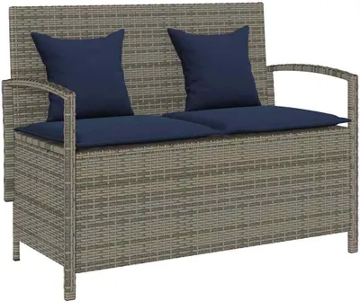 Produktbild von Gartenbank mit Stauraum und Kissen Grau Poly Rattan
