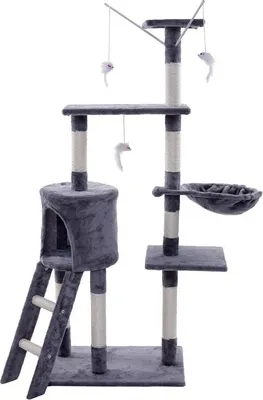 Produktbild von Kratzbaum Katzenbaum Katzenkratzbaum 138 cm XXL Kletterbaum Spielbaum Hellgrau