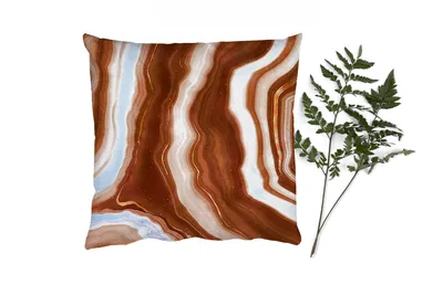 Produktbild von MuchoWow® Zierkissen Sofakissen Wohnzimmer Dekokissen 40x40 cm Achat - Braun - Gold - Geode Stein - Foto Kissen - Schlafzimmer Dekoration