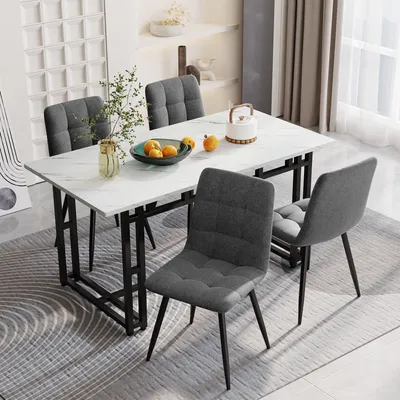 Produktbild von MODFU Esstisch 140x80cm Gestell aus Metall, Rechteckiger Esstisch Küchentisch für Esszimmer Wohnzimmer ,Schwarz Tischbeine