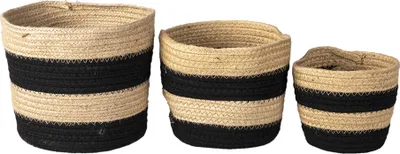 Immagine prodotto di Set di 3 cestini portaoggetti Clayre & Eef Ø 22 Ø 19 Ø 16 cm corda nera