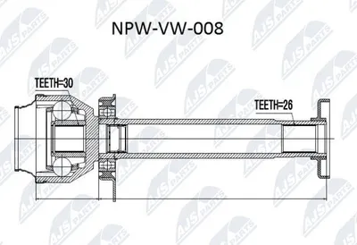 Produktbild von NTY Gelenksatz Antriebswelle Getriebeseitig für VW Transporter V Bus (7HB, 7HJ, 7EB, 7EJ, 7EF, 7EG, 7HF, 7EC) NPW-VW-008