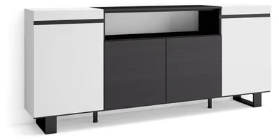 Sideboard 200x87x35cm 4 Türen weiß schwarz modern