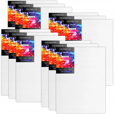 Zdjęcie produktu dla Dionizos Zestaw płócien malarskich XL 12 sztuk - 24x30 cm - Płótno bawełniane do malarstwa akrylowego i olejnego - Idealne dla artystów i hobbystów