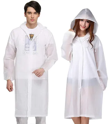 Produktbild von EVA-Regenmantel, wasserdichter Regenponcho, wiederverwendbar, Uni, Herren, Damen, langer, transparenter Regenschutz