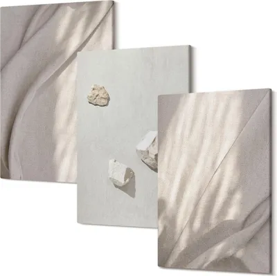 Produktbild von Wandbild – Leinwandbild – Leinwandbilder – Polycanvas – Kunstdruck – Modern – Panorama – Mehrteilig – 3-Teilig Set – Hochwertig – Lichtecht – Geruchslos – 40x60 Cm Je Element - Nahaufnahmen moderner Strukturen im Boho-Stil