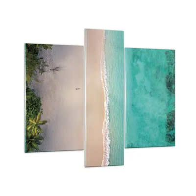 Produktbild von Bilder auf glas - 3 Teile - Strand Tropen Rand - 95x80cm - Glasbilder - Wandbilder - Bilder - zum Aufhängen bereit - Wanddekoration aus Glas - Glas Bilder - Wandbild auf Glas - GCB95x80-5000