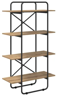 Image de Étagère bibliothèque, 4 niveaux, 80 x 35 x 140 cm, en bois stratifié imitation chêne artisanal