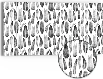 Produktbild von DEQORI Hybrid Leinwand Bild 60x30 cm 'Monochromer Blättertanz' Wandbild Glas flach modern