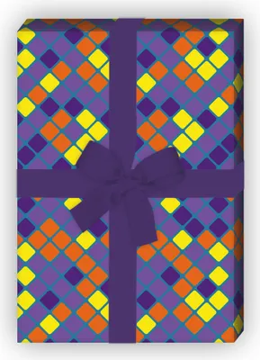 Produktbild von Modernes Designer Geschenkpapier, Dekorpapier mit 70er Jahre Farben, lila - G8689, 32 x 48cm