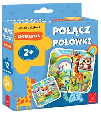 Produktbild von Puzzle 12 elementów. Połącz połówki. Zwierzątka