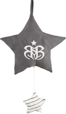 roba Spieluhr 'Rock Star Baby 3', Einschlafhilfe, Textil-Stern waschbar, Babyzimmer Deko grau / weiß