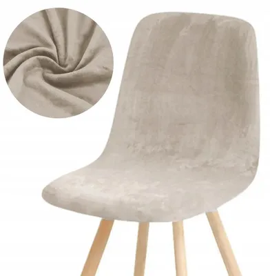 Produktbild von Stuhlhusse - Beige - 1 Stück - Samt - Bezug für Skandinavische Stühle - Universal - Stretch
