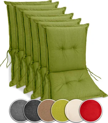 Produktbild von sunnypillow 6 Stück Gartenstuhlauflagen Niedriglehner 100 x 50 x 9 cm  Auflage Polsterauflagen Indoor / Outdoor Stuhlauflage Stuhlkissen  Grün