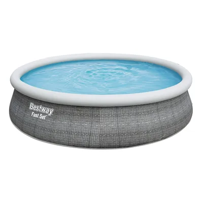 Produktbild von BESTWAY Fast Set Pool Swimmingpool Rund Rattan Look Filter Leiter Cover 457x107