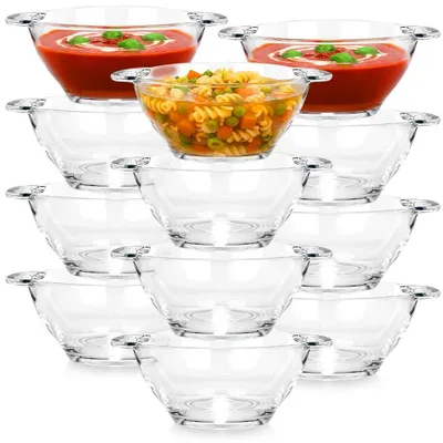 Produktbild von Vilde | Suppentassen Glas - 12er Set - Suppenschüsseln mit Griffen 420 ml