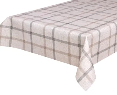 Tafelzeil abwaschbar 140x240 cm Leinen Karo beige