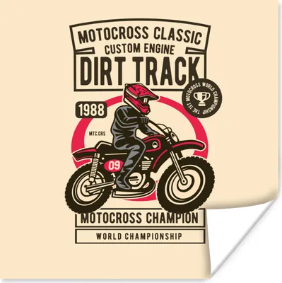 Produktbild von MuchoWow® Poster Motocross - Zeichnung - Retro 50x50 cm - Wohnzimmerdekoration