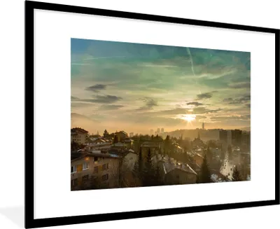 Produktbild von MuchoWow® Gerahmtes Poster Skyline der bosnischen Stadt Sarajewo 90x60 cm - Poster mit Schwarzem Bilderrahmen Wandposter Rahmen Foto Bilder - Wanddekoration - Fotos