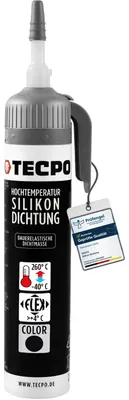 Produktbild von TECPO Hochtemperatur Dichtstoff Dichtmasse, 200 ml Silikon Dichtung Dauerelastisch schwarz hitze- und wasserbeständig Silikondichtmasse