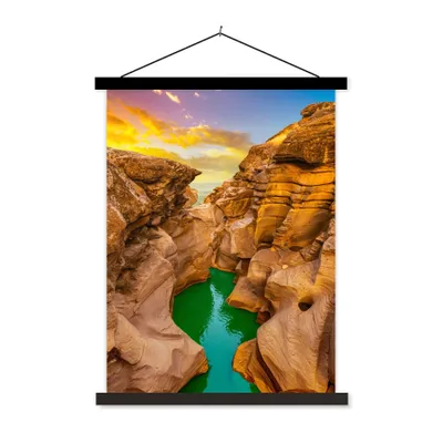 Produktbild von MuchoWow® Textilposter Felsen - Meer - Sonnenuntergang - Natur - Wasser 40x53 cm mit schwarzem Rahmen - Abbildung