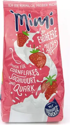 Image de Mimi Milchmix Fraise Boisson en poudre, 2 x 400 g, soluble dans du lait chaud ou froid