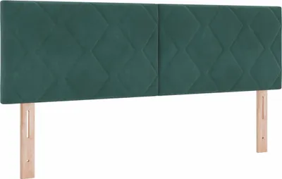 Zdjęcie produktu dla vidaXL Zagłówek LED ciemnozielony 144 cm aksamit
