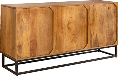 Produktbild von Massives Sideboard SCORPION 140cm braun Mangoholz aufwendige 3D Schnitzereien Kommode Anrichte