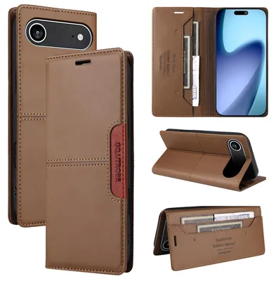 Produktbild von Handyhülle für iPhone Air Hülle, Leder Flip Wallet Kartenfach Stand Schutzhülle Braun