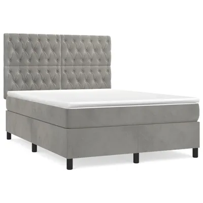 Produktbild von vidaXL Boxspringbett mit Matratze Hellgrau 140x190 cm Samt