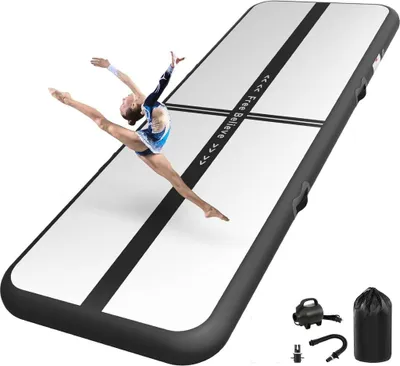 Produktbild von Aufblasbare Turnmatte, 2-6 m – 10/15 cm dick – Gymnastikmatte mit 600-W-Elektropumpe – für Fitness, Yoga und zu Hause