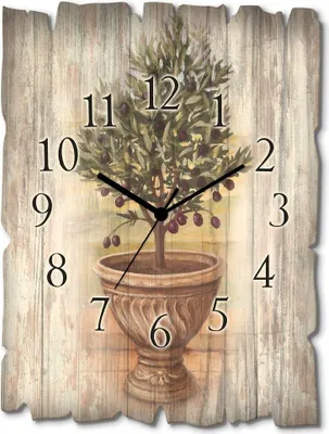 Produktbild von ARTland Holz Wanduhr Funkuhr - schwarzer Zeiger Olivenbaum mit Holzoptik Größe: 30x40 cm