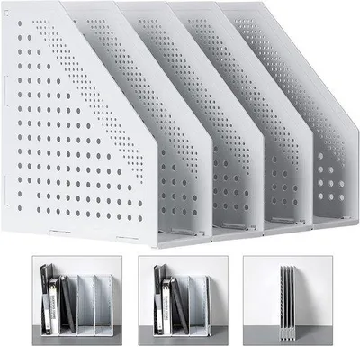 Produktbild von Ibenzoa® Zeitschriftenhalter faltbar – 4 einstellbare Fächer, umweltfreundlich, für A4, perforierte Ablagen, ohne Montage, stabile ausziehbare Aufbewahrung
