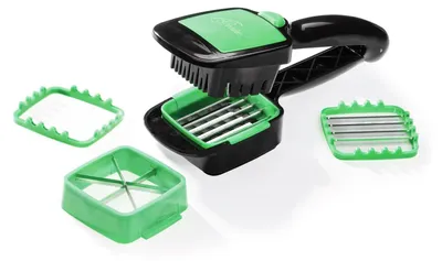 Produktbild von Gemüseschneider, Schneidegerät, 5-tlg. Set, Würfelschneider, Scheibenschneider, Handschneidegerät, Grün