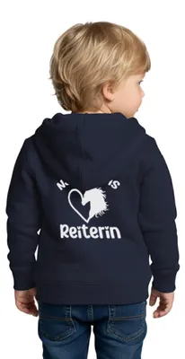 Produktbild von Spreadshirt Nachwuchs Reiterin | Pferdeliebe Mädchen Kinder Premium Organic Zip Hoodie, 158/164 (12 Jahre), Navy