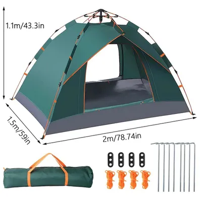 Image de Tente de camping, ouverture automatique, conception imperméable, verte
