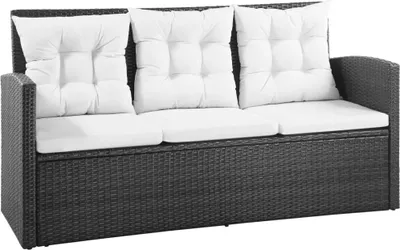 Produktbild von vidaXL 5-tlg. Garten-Lounge-Set mit Auflagen Poly Rattan Schwarz