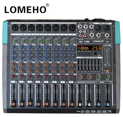 Obrázok produktu pre Mixážny pult s 8 kanálmi – 256 efektov, Bluetooth, audio mixér – 7-pásmový ekvalizér