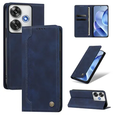 Produktbild von Handyhülle für Xiaomi Poco F6, Leder Wallet Klapphülle mit Standfunktion, Stoßfeste Schutzhülle Dunkelblau
