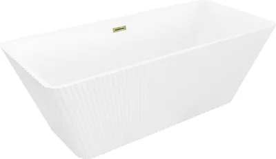 Zdjęcie produktu dla Mexen Tava wanna wolnostojąca ryflowana 170 x 75 cm, biała, przelew złoty - 52851707500-50