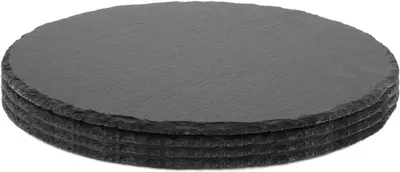 Productafbeelding van WOPPLXY 4 Stuks Leistenen Plaat Rond - 25 cm Leisteen Plaat Serveerplaat - Serveerschaal Leisteen voor Levensmiddelen