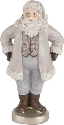 Immagine prodotto di Clayre & Eef Decorazione natalizia Figura Babbo Natale 8x6x15 cm Plastica grigia