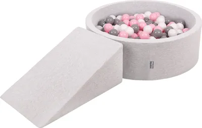 Produktbild von KiddyMoon Kinder Schaumstoff spielplatz 200 Bunte Plastikbälle ∅7cm - Schaumstoffbausteine Bällebad Kinderrutsche Bällebäder Rund - Hellgrau