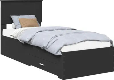 Immagine prodotto di vidaXL Struttura del letto nera e argento 75 x 190 cm in materiale ligneo
