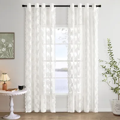 Transparente Spitzengardinen, 2er-Set, 150x225 cm, Schildpattmuster