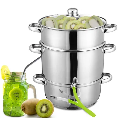 Obrázok produktu pre Jopassy parný odšťavovač z nehrdzavejúcej ocele 8 l s hadicou + svorka odšťavovač ovocia, indukčný odšťavovač ovocia
