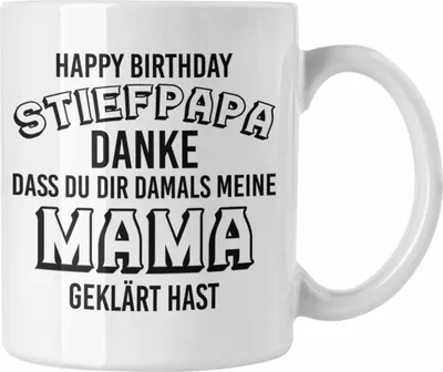 Produktbild von Trendation - Stiefpapa Tasse Spruch Geschenk Lustige Sprüche Stiefvater Geschenk Geburtstag Geburtstagsgeschenk (Weiß)