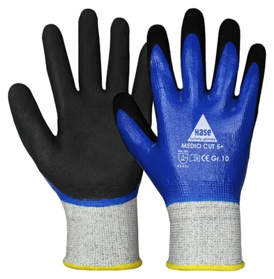Productafbeelding van Hase Medio Cut 5+ snijbeschermende handschoenen | blauw/zwart